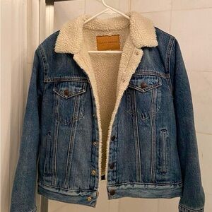 Lucky Brand Blue Denim Jacket with Sherpa Lining